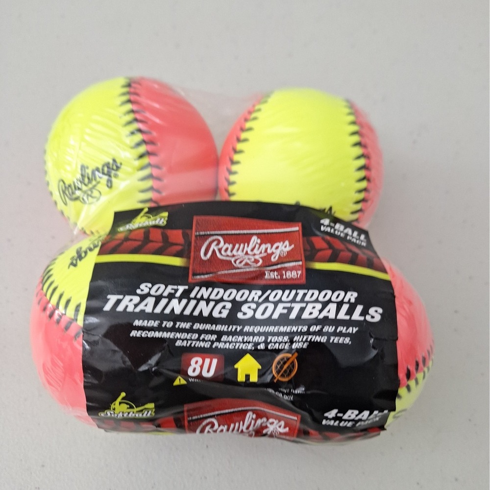 Rawlings RFPT10SPY 10" Soft Training Softballs Yellow Pink Black 4-Pack